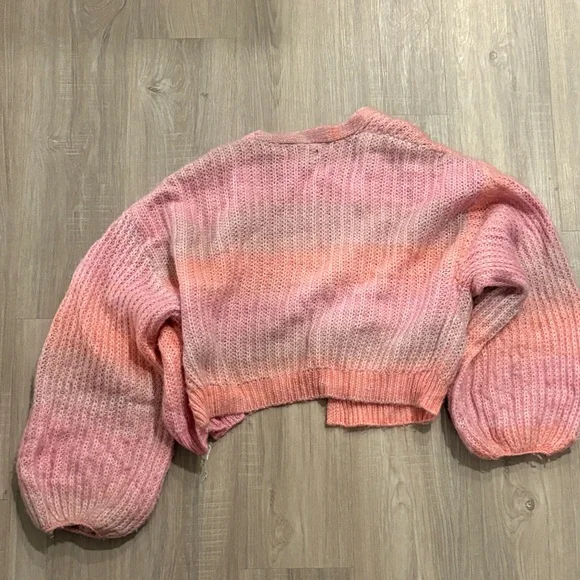 Francesca's Collections Pink and Orange Sweater Cardigan - Picture 4 of 4